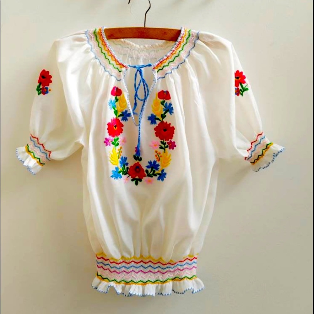 Hungarian Blouse with floral embroidery. Vintage